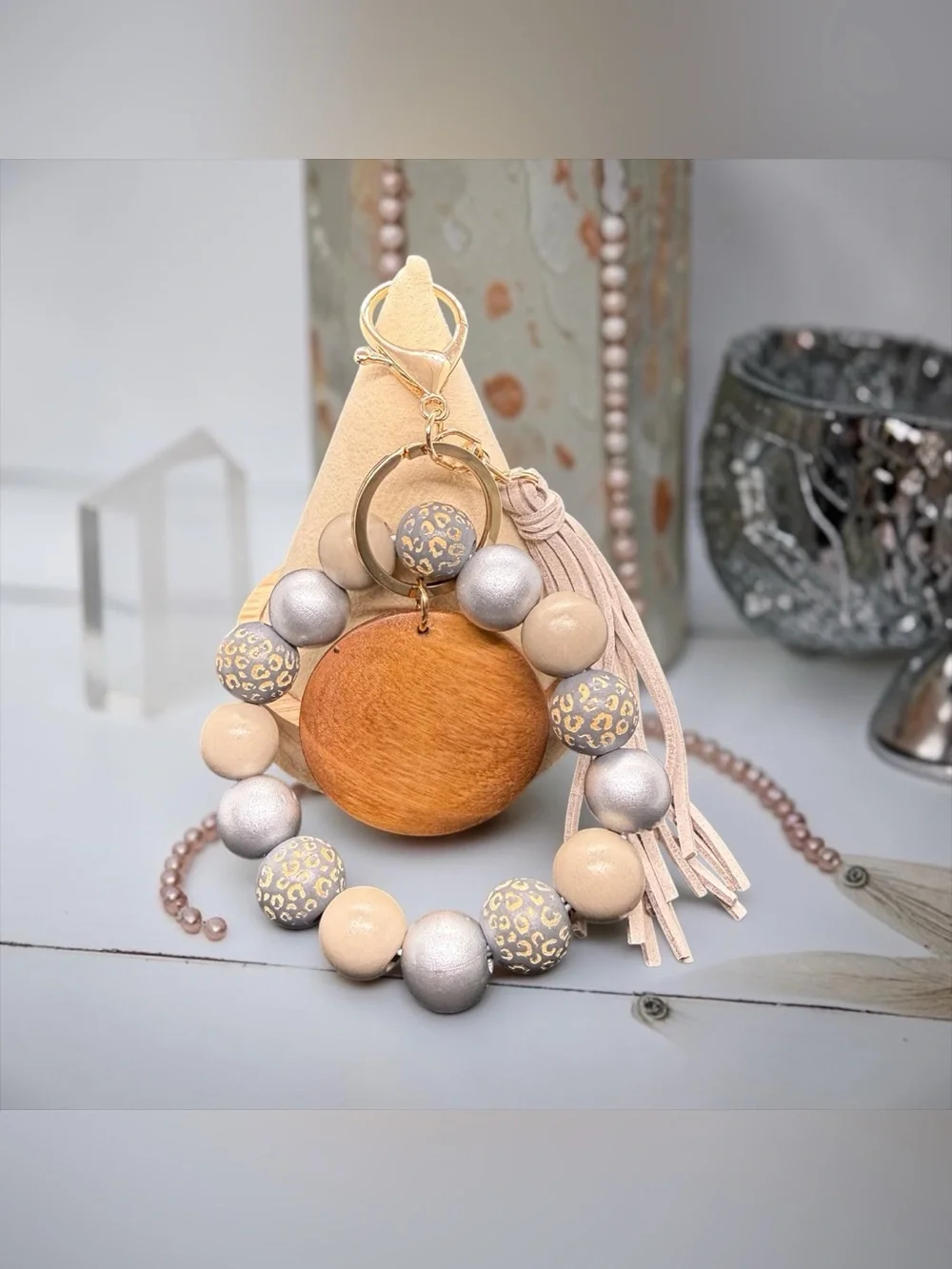 🩶MAMA Beaded Wristlet Keychain/Bag Charm with Tassel/NIP🩶
